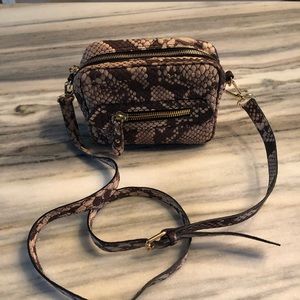 Brown snake embossed crossbody